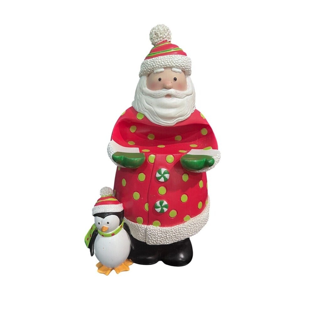 Princess House Christmas Santa Claus w/ Penguin Standing kitchen sponge holder
